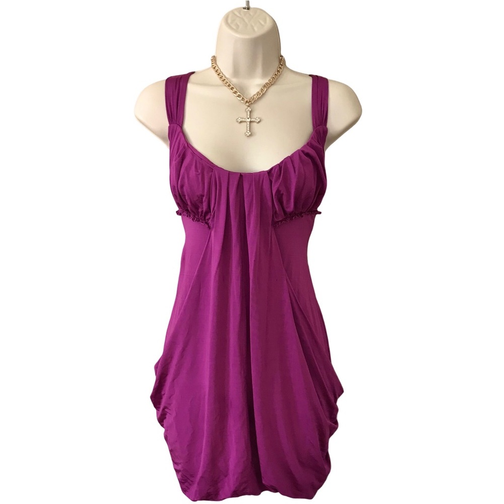 Bebe Vintage Y2K Sexy Magenta Babydoll Ruffle Mini Party Dress Mcbling Small